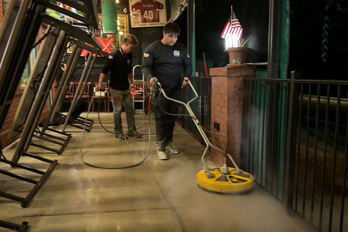 Restaurant patio surface cleaning